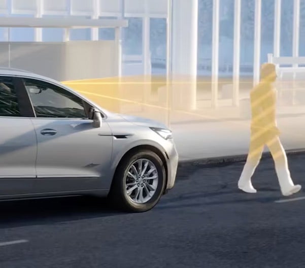 Exterior side view detecting person walking showing sensor