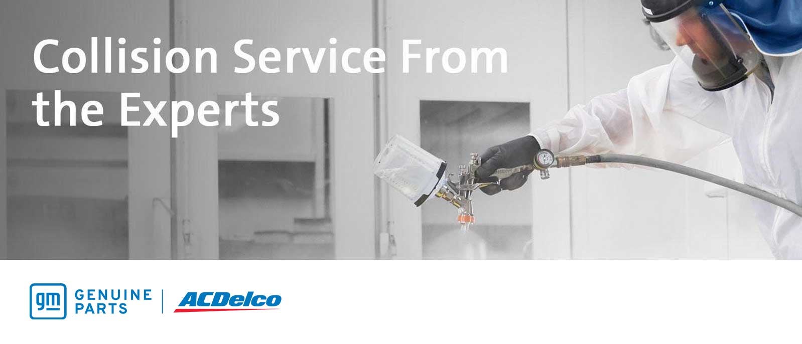 Collision Sevice from the Experts - Sparying paint and Genuine Parts logo and ACDelco logo